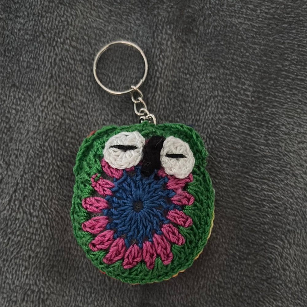 Handmade Colorful Crochet Owl Keychain